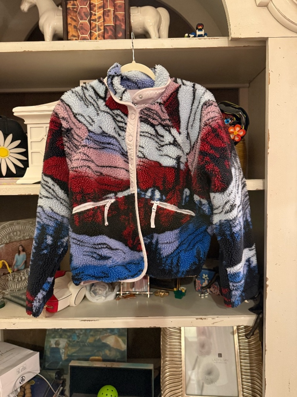 Free People FP Movement Small S hit the slopes fleece jacket mountain landscape - Picture 2 of 5